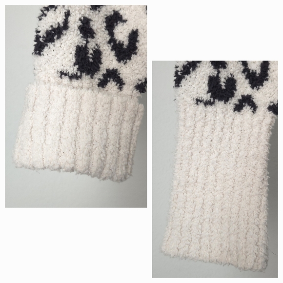 UGG Snow Leopard White & Black Mock Neck Teddy Knit Sage Sweater - Picture 8 of 9